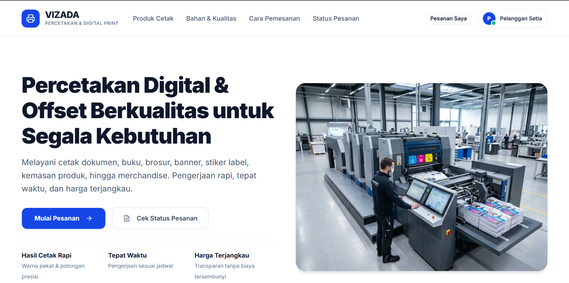 Tangkapan Layar Proyek Vizada